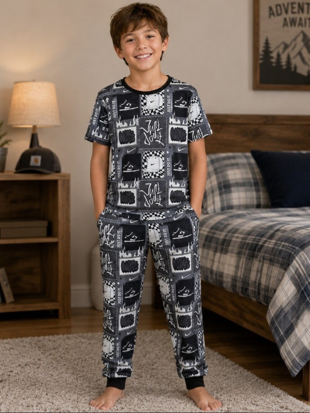 Mom's Bamboo Nike Inspired Bamboo PJs Boys Size 9/10 NWOT